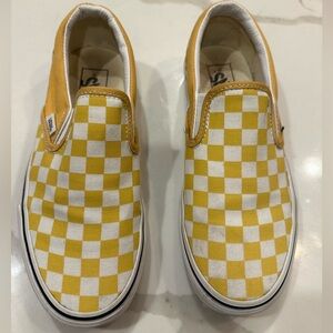 Vans Yellow and White Checkered Sneakers Size 6.5 Men’s Size 8 Women’s EUC